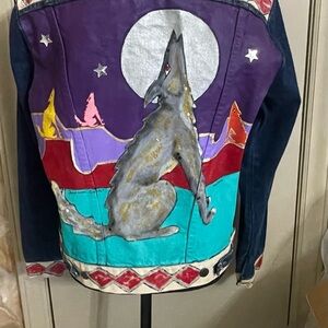 Rustler Denim Jacket, hand painted and signed, Lonesome Coyote Design